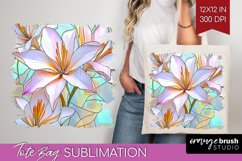 Stained Glass Flowers Tote Bag - Floral Tote Bag PNG Product Image 1