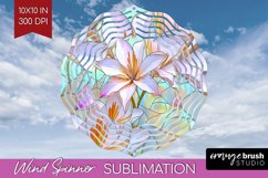 Stained Glass Flowers Wind Spinner Sublimation PNG - Floral Product Image 1