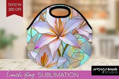 Stained Glass Flowers Lunch Bag - Floral Lunch Bug PNG Product Image 1