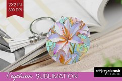Stained Glass Flowers Keychain PNG - Floral Keychain Product Image 1