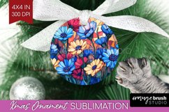 Stained Glass Flowers Ornament PNG - Floral PNG Sublimation Product Image 1