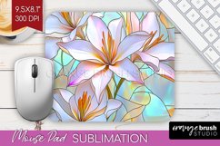Stained Glass Flowers Mouse Pad Sublimation - Floral PNG Product Image 1