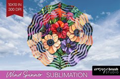 Stained Glass Flowers Wind Spinner Sublimation PNG - Floral Product Image 1