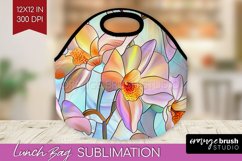 Stained Glass Flowers Lunch Bag - Floral Lunch Bug PNG Product Image 1