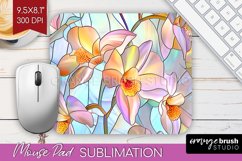 Stained Glass Flowers Mouse Pad Sublimation - Floral PNG Product Image 1