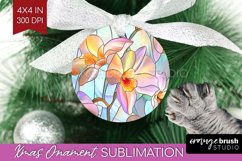 Stained Glass Flowers Ornament PNG - Floral PNG Sublimation Product Image 1