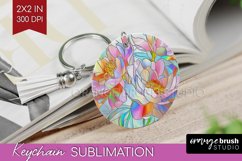 Stained Glass Flowers Keychain PNG - Floral Keychain Product Image 1