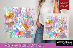 Stained Glass Flowers Tote Bag - Floral Tote Bag PNG Product Image 1