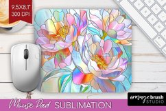 Stained Glass Flowers Mouse Pad Sublimation - Floral PNG Product Image 1