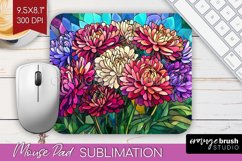 Stained Glass Flowers Mouse Pad Sublimation - Floral PNG Product Image 1