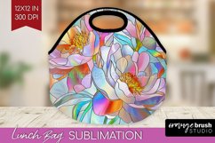 Stained Glass Flowers Lunch Bag - Floral Lunch Bug PNG Product Image 1