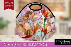 Stained Glass Flowers Lunch Bag - Floral Lunch Bug PNG Product Image 1