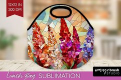 Stained Glass Flowers Lunch Bag - Floral Lunch Bug PNG Product Image 1