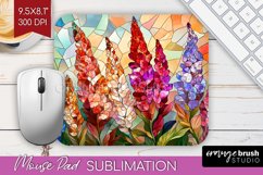 Stained Glass Flowers Mouse Pad Sublimation - Floral PNG Product Image 1