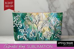 Stained Glass Flowers Cosmetic Bag - Floral Makeup Bag PNG Product Image 1