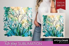 Stained Glass Flowers Tote Bag - Floral Tote Bag PNG Product Image 1