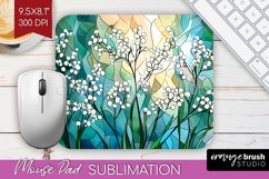 Stained Glass Flowers Mouse Pad Sublimation - Floral PNG Product Image 1