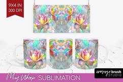 Stained Glass Flowers Mug Wrap - Floral Mug PNG Sublimation Product Image 1