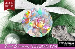 Stained Glass Flowers Ornament PNG - Floral PNG Sublimation Product Image 1