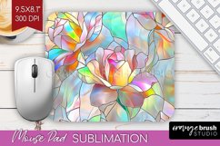 Stained Glass Flowers Mouse Pad Sublimation - Floral PNG Product Image 1