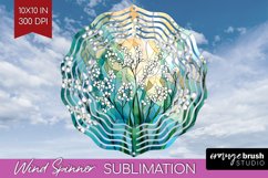 Stained Glass Flowers Wind Spinner Sublimation PNG - Floral Product Image 1