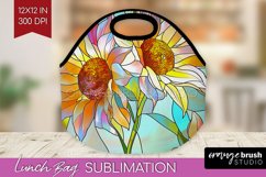 Stained Glass Flowers Lunch Bag - Floral Lunch Bug PNG Product Image 1