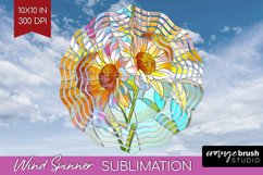 Stained Glass Flowers Wind Spinner Sublimation PNG - Floral Product Image 1