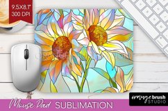 Stained Glass Flowers Mouse Pad Sublimation - Floral PNG Product Image 1