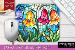 Stained Glass Flowers Mouse Pad Sublimation - Floral PNG Product Image 1