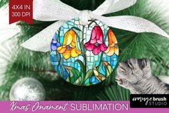 Stained Glass Flowers Ornament PNG - Floral PNG Sublimation Product Image 1