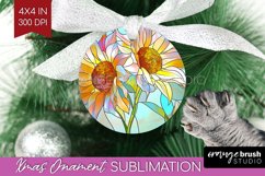 Stained Glass Flowers Ornament PNG - Floral PNG Sublimation Product Image 1