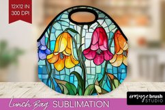 Stained Glass Flowers Lunch Bag - Floral Lunch Bug PNG Product Image 1