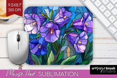 Stained Glass Flowers Mouse Pad Sublimation - Floral PNG Product Image 1