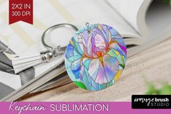Stained Glass Flowers Keychain PNG - Floral Keychain Product Image 1
