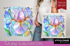 Stained Glass Flowers Tote Bag - Floral Tote Bag PNG Product Image 1