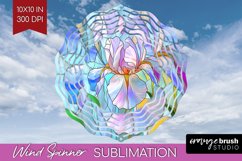 Stained Glass Flowers Wind Spinner Sublimation PNG - Floral Product Image 1