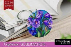 Stained Glass Flowers Keychain PNG - Floral Keychain Product Image 1