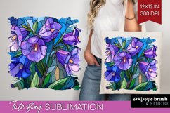 Stained Glass Flowers Tote Bag - Floral Tote Bag PNG Product Image 1
