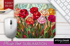 Stained Glass Flowers Mouse Pad Sublimation - Floral PNG Product Image 1