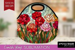 Stained Glass Flowers Lunch Bag - Floral Lunch Bug PNG Product Image 1