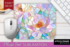 Stained Glass Flowers Mouse Pad Sublimation - Floral PNG Product Image 1