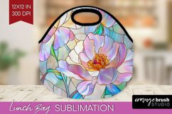 Stained Glass Flowers Lunch Bag - Floral Lunch Bug PNG Product Image 1