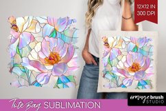 Stained Glass Flowers Tote Bag - Floral Tote Bag PNG Product Image 1