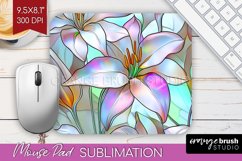 Stained Glass Flowers Mouse Pad Sublimation - Floral PNG Product Image 1