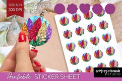 Stained Glass Flowers Round Sticker - Floral Printable Sheet Product Image 1