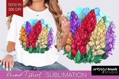 Stained Glass Flowers Round Tshirt Background - Floral PNG Product Image 1