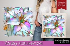 Stained Glass Flowers Tote Bag - Floral Tote Bag PNG Product Image 1