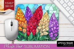 Stained Glass Flowers Mouse Pad Sublimation - Floral PNG Product Image 1