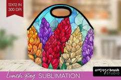 Stained Glass Flowers Lunch Bag - Floral Lunch Bug PNG Product Image 1