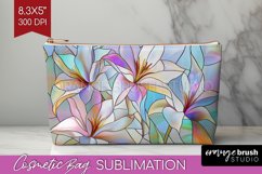 Stained Glass Flowers Cosmetic Bag - Floral Makeup Bag PNG Product Image 1